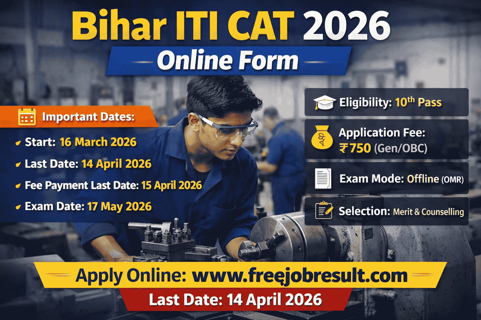 Bihar ITI CAT online form 2026