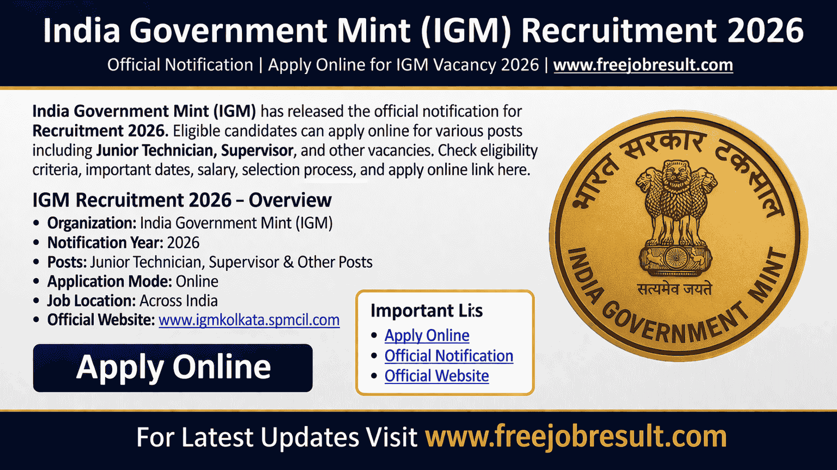 India Government Mint (IGM) Online Form 2026