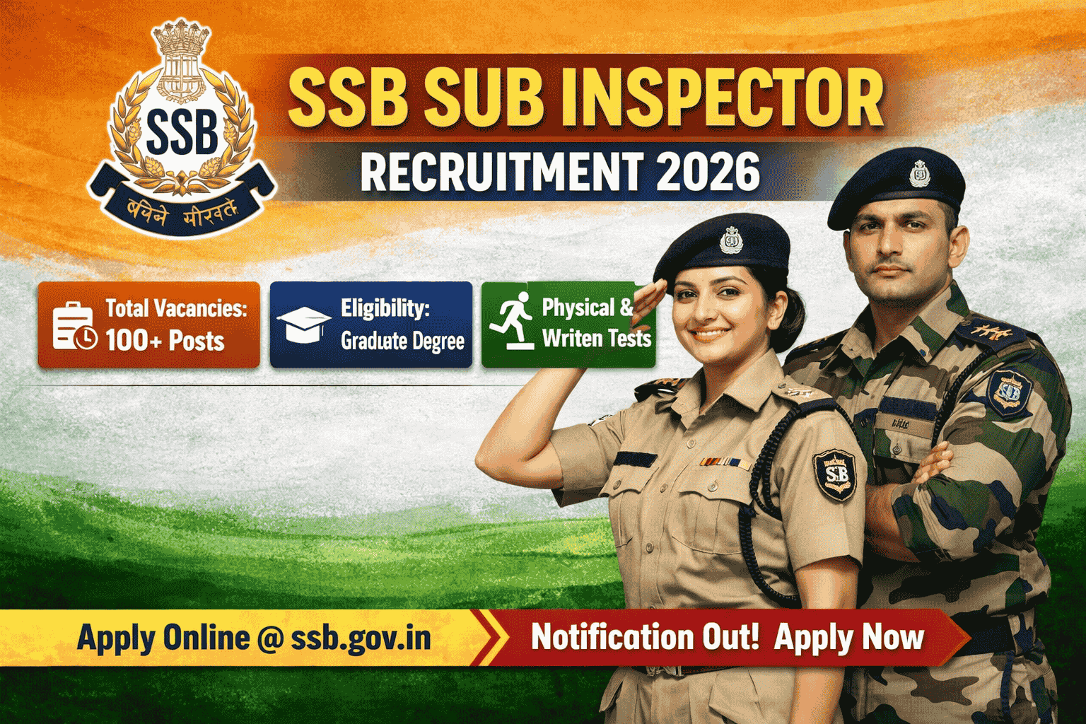 SSB Sub Inspector Online Form 2026