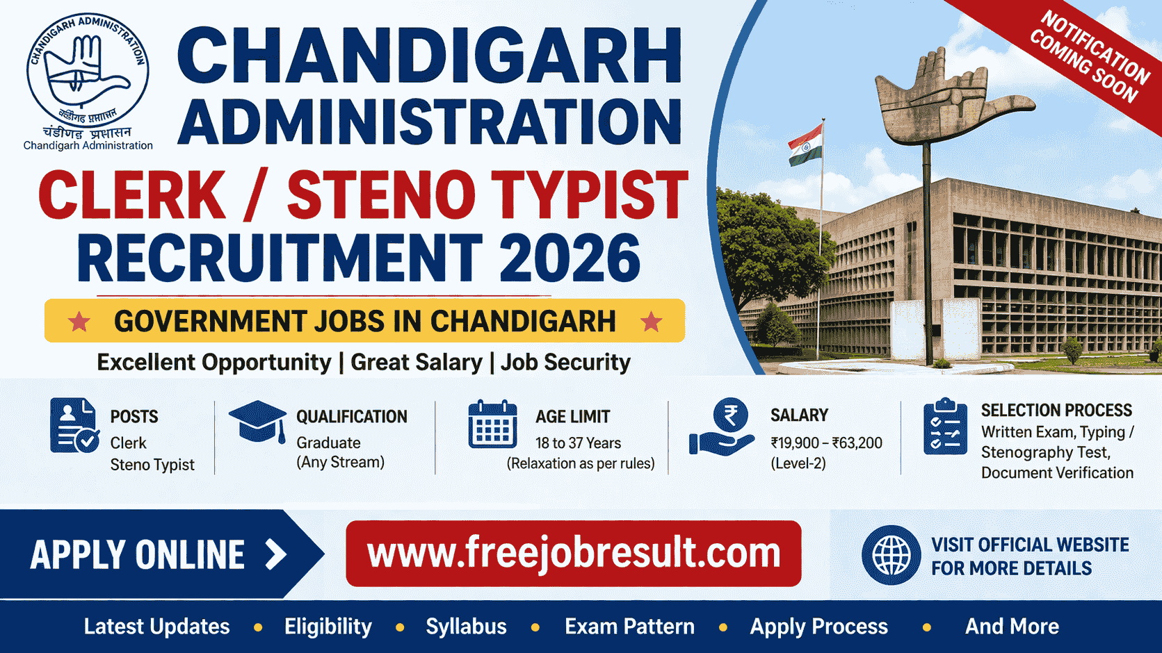 Chandigarh Administration Clerk Recruitment 2026