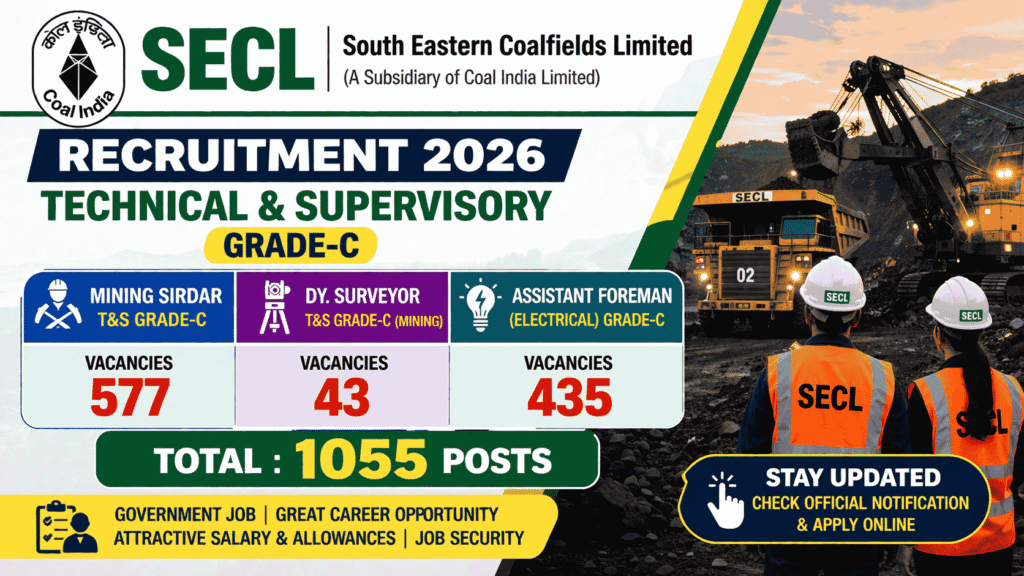 SECL Mining Sirdar Surveyor & Assistant Foreman Recruitment 2026