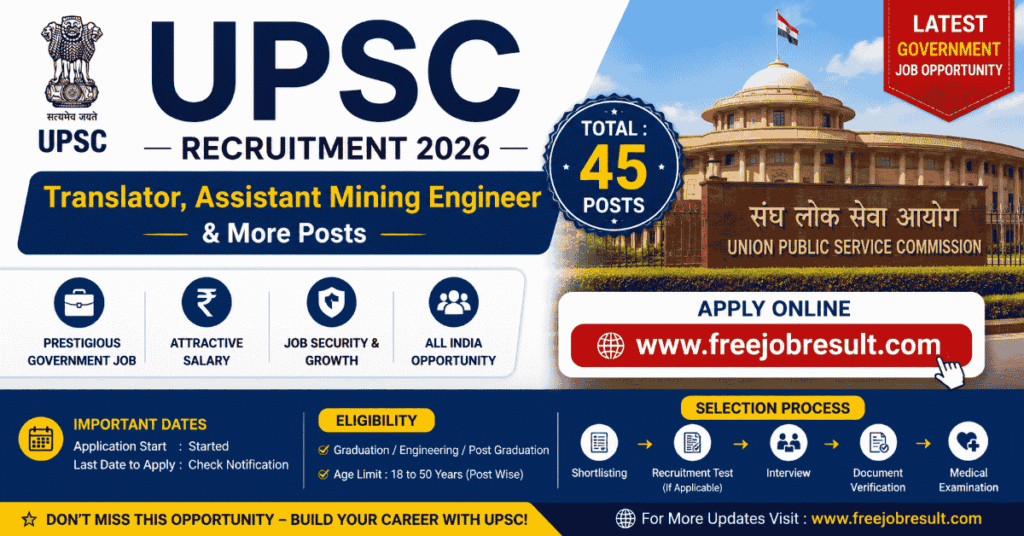 UPSC Recruitment 2026 Apply Online 45 Posts