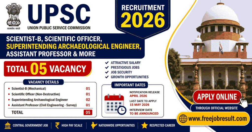 UPSC Scientist-B & Other Posts Vacancy 2026